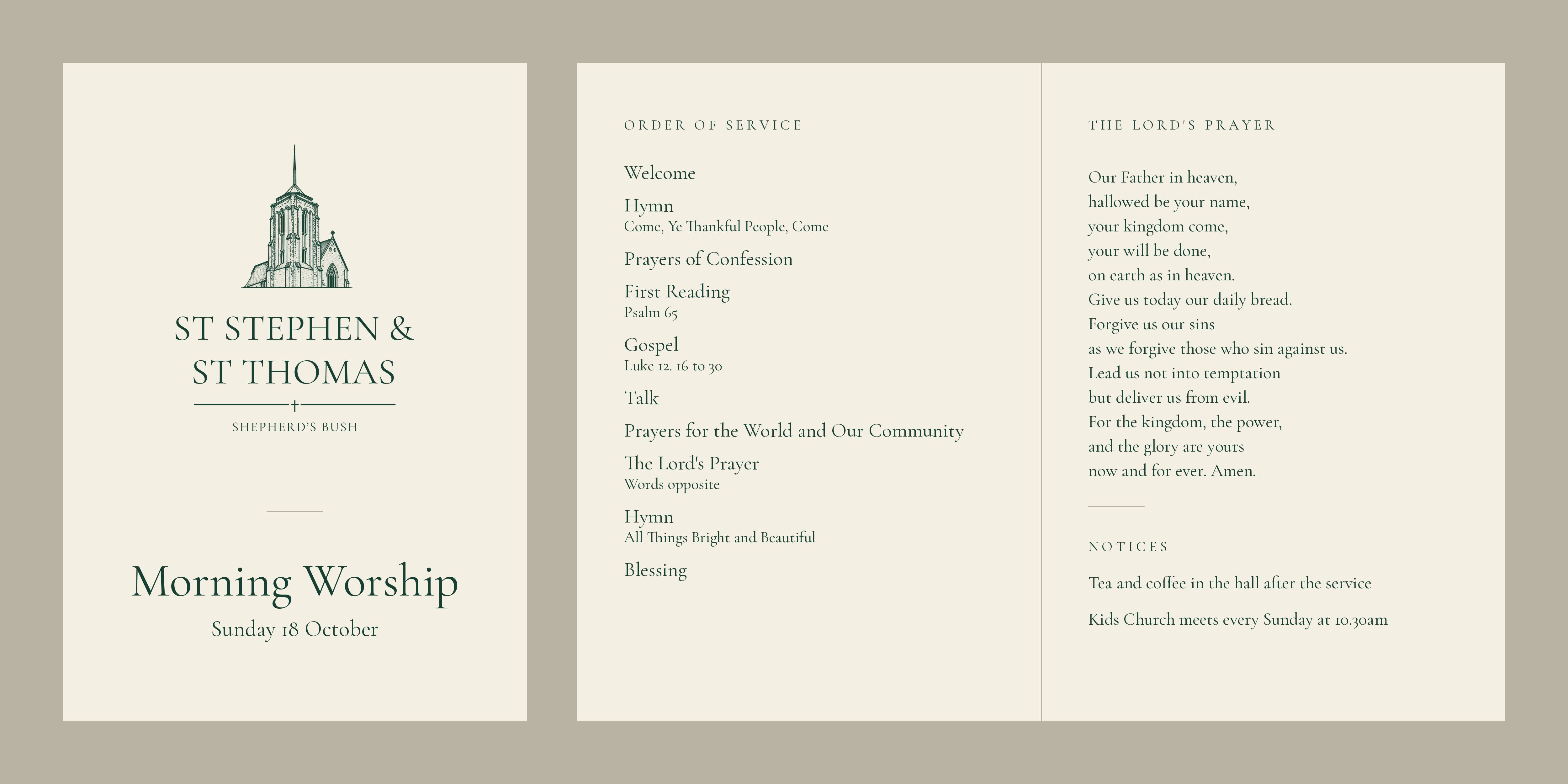 Morning Worship service sheet (evergreen)